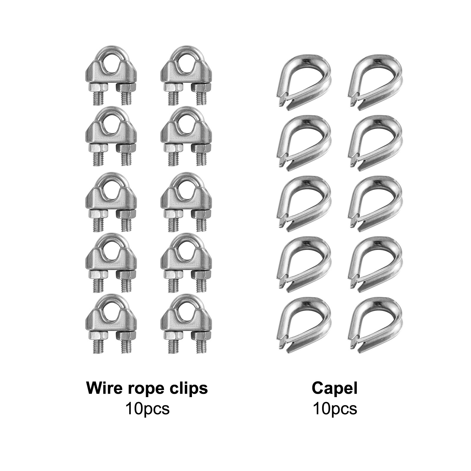 VEVOR 316 Stainless Steel Wire Rope Steel Wire Cable 4.8mm x 152.5m 1905kg 1x19