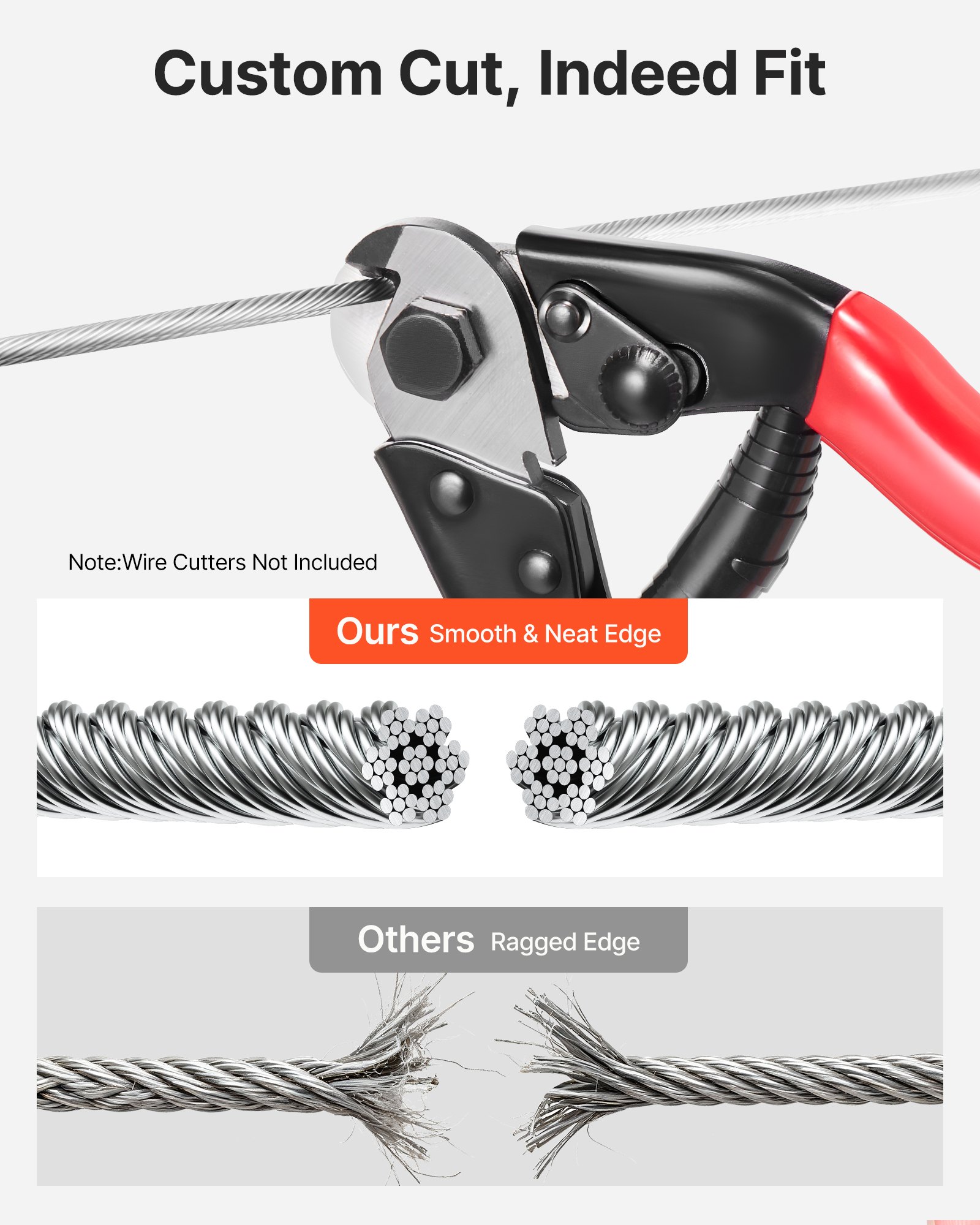 VEVOR 3.2 mm Wire Rope Kit, 12.2 m Length, 316 Stainless Steel Wire Cable, 7.1 kN Breaking Strength, 7 x 7 Strands Construction, Steel Cable for Deck Railing System, Garden Trellis, String Lights