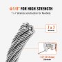 VEVOR T304 Stainless Steel Cable 1/8" 7x7 Steel Wire Rope 100 ft Cable Railing