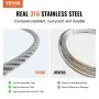 VEVOR Wire Rope Kit, 3.18 mm 305 m 316 Stainless Steel Cable with Cutter and Gloves, 7.1KN Breaking Strength, 7x7 Strands Construction Marine Aircraft Grade for Handrail Stair Decking Fence Outdoors