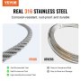 VEVOR Wire Rope Kit, 1/8" 100 ft 316 Stainless Steel Cable with 20 Sleeves and 10 Thimbles, 1600 lbs Breaking Strength, 7x7 Strands Marine Aircraft Grade for Handrail Stair Decking Fence Outdoors