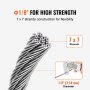 VEVOR Wire Rope Kit, 1/8" 100 ft 316 Stainless Steel Cable with 20 Sleeves and 10 Thimbles, 1600 lbs Breaking Strength, 7x7 Strands Marine Aircraft Grade for Handrail Stair Decking Fence Outdoors