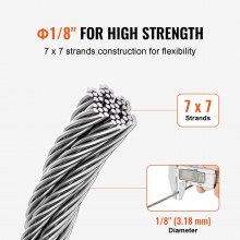 VEVOR T316 Stainless Steel Cable 3.18mm 7x7 Steel Wire Rope 30.5m Cable Railing