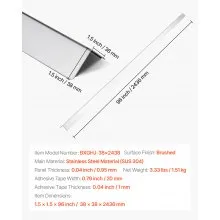 Stainless Steel Wall Corner Protector 1.5x1.5x96 Inch 10 Pack with 3M Tape