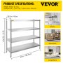 Stainless Steel Kitchen Shelf Shelving Rack 152X47cm Catering Office Shelf