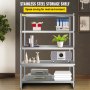 VEVOR Shelving Unit 48x18.5 Inch Storage Shelves 5-Tier shelving Units And Storage Adjustable Shelf Storage Unit Adjustable Feet Shelving Units Stainless Steel Kitchen Shelves