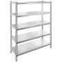 5-tier VEVOR stainless steel shelving unit with adjustable shelves and sleek design.