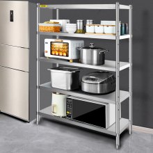 VEVOR Shelving Unit 48x18,5 Inch Storage Shelves 5-Tier shelving Units And Storage Adjustable Shelf Storage Unit Ρυθμιζόμενα πόδια Ράφια Μονάδες Ράφια κουζίνας από ανοξείδωτο χάλυβα