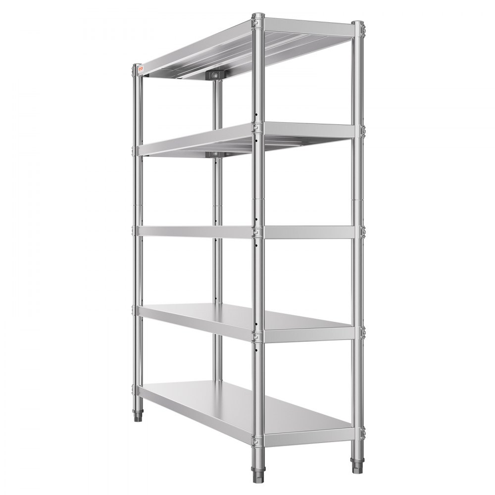 VEVOR Stainless Steel Shelving 60x18.5 Inch 5 Tier Adjustable Shelf Storage Unit Stainless Steel Heavy Duty Shelving for Kitchen Commercial Office Garage Storage 330lb Per Shelf