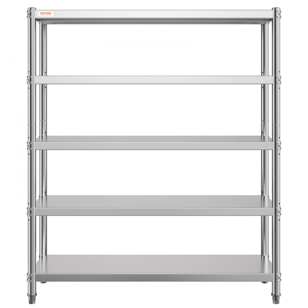 VEVOR Stainless Steel Shelving 60x18.5 Inch 5 Tier Adjustable Shelf Storage Unit Stainless Steel Heavy Duty Shelving for Kitchen Commercial Office Garage Storage 330lb Per Shelf