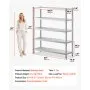 VEVOR Stainless Steel Shelving 60x18.5 Inch 5 Tier Adjustable Shelf Storage Unit Stainless Steel Heavy Duty Shelving for Kitchen Commercial Office Garage Storage 330lb Per Shelf
