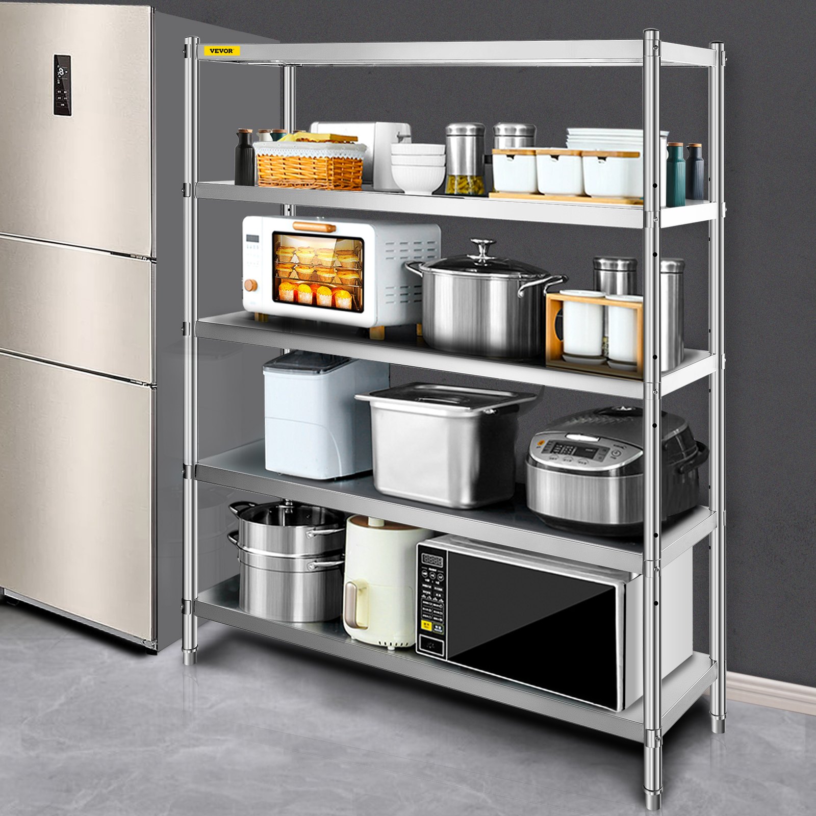 Kitchen Shelf 5 Tiers 152X47cm Storage Rack Shelves Shelving Cupboard Shelf