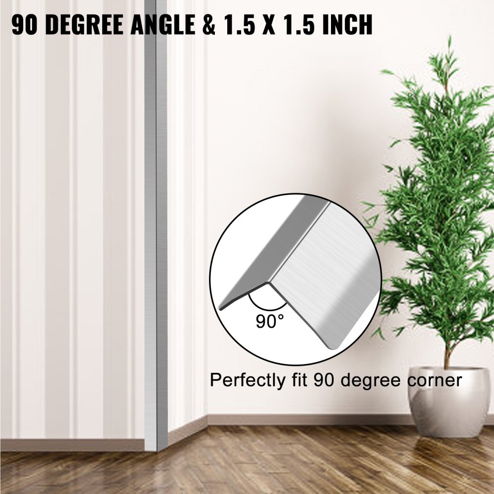 Vevor Stainless Steel Corner Guards Wall Corner Protector 1.5 X 1.5 X 48" 5 Pcs