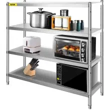 VEVOR Stainless Steel Shelving Adjustable Storage Shelf 4-Tier Storage Rack