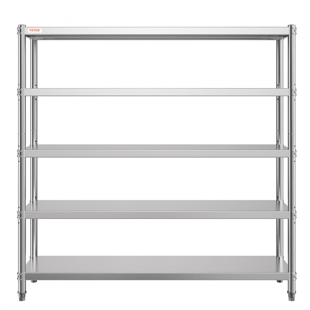 VEVOR Storage Shelf, 5-Tier Storage Shelving Unit, Stainless Steel Garage Shelf, 70.9 x 17.7 x 70.9 inch Heavy Duty Storage Shelving, 1650 Lbs Total Capacity with Adjustable Height