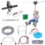 VEVOR Zipline Kit for Kids and Adult, 160 ft Zip Line Kits Up to 500 lb, Backyard Outdoor Quick Setup Zipline, Playground Entertainment with Stainless Steel Zipline, Spring Brake, Safety Harness, Seat