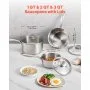 VEVOR Stainless Steel Saucepan Set, 1 QT & 2 QT & 3 QT Saucepans with Glass Lids, Multipurpose Nonstick Stainless Steel Sauce Pot with Ergonomic Handle, Friendly for Oven, Dishwasher, Induction Cooker