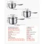 VEVOR Stainless Steel Saucepan Set, 1 QT & 2 QT & 3 QT Saucepans with Glass Lids, Multipurpose Nonstick Stainless Steel Sauce Pot with Ergonomic Handle, Friendly for Oven, Dishwasher, Induction Cooker