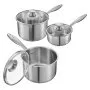 VEVOR Stainless Steel Saucepan Set, 1 QT & 2 QT & 3 QT Saucepans with Glass Lids, Multipurpose Nonstick Stainless Steel Sauce Pot with Ergonomic Handle, Friendly for Oven, Dishwasher, Induction Cooker