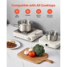 VEVOR Stainless Steel Saucepan Set, 1 QT & 2 QT & 3 QT Saucepans with Glass Lids, Multipurpose Nonstick Stainless Steel Sauce Pot with Ergonomic Handle, Friendly for Oven, Dishwasher, Induction Cooker