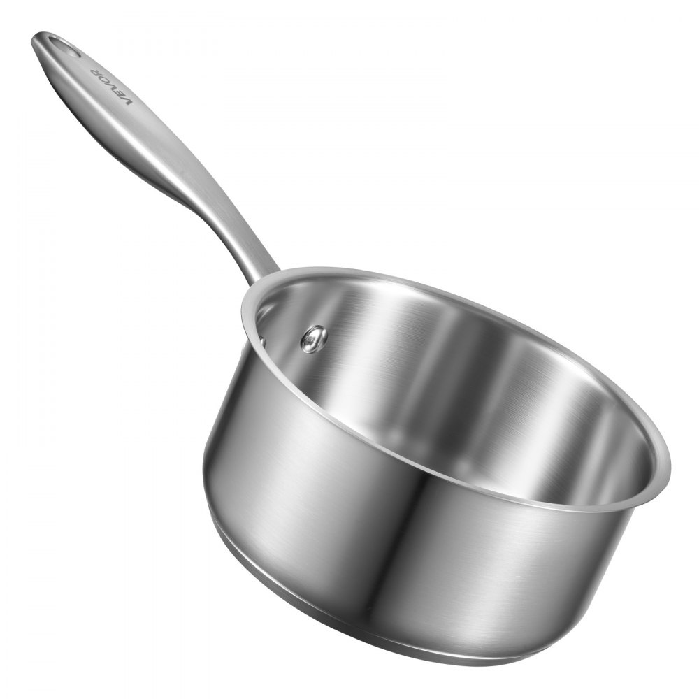 VEVOR 1.5 QT Saucepan with Steamer, Stainless Steel Saucepan with Glass Lid, Multipurpose Nonstick Stainless Steel Sauce Pot with Ergonomic Handle, Friendly for Oven, Dishwasher, Induction Cooker