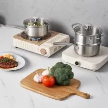 VEVOR 1.5 QT Saucepan with Steamer Stainless Steel Saucepan with Glass Lid