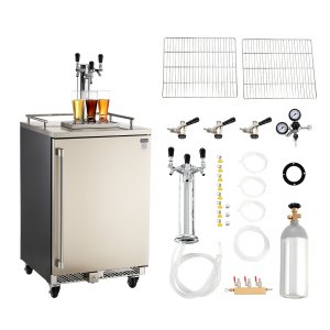 VEVOR Beer Kegerator, Triple Tap Commercial Draft Beer Dispenser for D system, Full Size Keg Refrigerator with 5lbs CO2 Tank, Hold 3 Sixth / 2 Slim / 3 Ball lock keg, 160L | VEVOR US