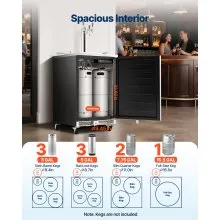 VEVOR Beer Kegerator with CO2 Tank Triple-Tap Beer Dispenser 160L Refrigerator