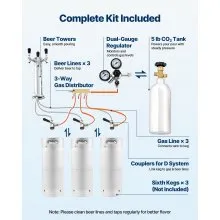 VEVOR Beer Kegerator with CO2 Tank Triple-Tap Beer Dispenser 160L Refrigerator