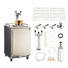 VEVOR Beer Kegerator, Triple Tap Commercial Draft Beer Dispenser for D system, Full Size Keg Refrigerator with 5lbs CO2 Tank, Hold 3 Sixth / 2 Slim / 3 Ball lock keg, 160L