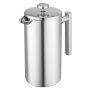 VEVOR French Press Coffee Maker, 51 Ounce 1.5 Liter Stainless Steel Coffee Press Tea Maker with Filter, Large Double Wall Insulated French Presses Cold Brew for Camping Travel Home Kitchen, Silver
