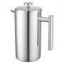 VEVOR French Press Coffee Maker, 51 Ounce 1.5 Liter Stainless Steel Coffee Press Tea Maker with Filter, Large Double Wall Insulated French Presses Cold Brew for Camping Travel Home Kitchen, Silver