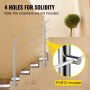 Vevor Adjustable Angle Stair Rail Stair Banister Handrail With 4 Crossbar Holes