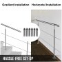 Vevor Stair Handrail Outdoor Grab Hand Rail Garden Step Rail Stainless Steel