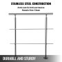 VEVOR Stainless Stair Handrail with 2 Cross Bars Hand Rails for Steps 39.4" Long 201 Stainless Steel Handrail Floor Mount Garden Handrail Easy Installation Hand Rail Outdoor for Indoor Railing