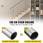Vevor Adjustable Angle Stair Rail Stair Banister Handrail With 3 Holes 100cm