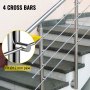 Vevor Adjustable Angle Stair Rail Stair Banister Handrail With 4 Crossbar Holes