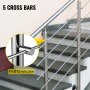 Vevor Adjustable Angle Stair Rail Banister Handrail W/ 5 Crossbars Holes 100cm
