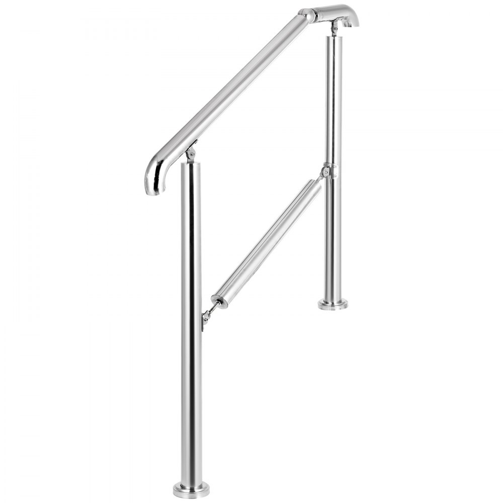 VEVOR Stainless Steel Transitional Handrail fit for Level Surface and 2 to 3 Adjustable Stair Indoor Outdoor Step Railings 441lb Capacity with Installation Kit Porch DIY, Silver