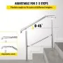 VEVOR 3 Step Railing Stainless Steel Transitional Handrail fit for Level Surface and 1 to 3 Steps Adjustable Stair Railing Indoor Outdoor Step Railings 99.8 kg Capacity W/ Installation Kit Porch DIY