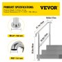 VEVOR 3 Step Railing Stainless Steel Transitional Handrail fit for Level Surface and 1 to 3 Steps Adjustable Stair Railing Indoor Outdoor Step Railings 220lb Capacity W/ Installation Kit Porch DIY