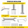 VEVOR 5 Step Railing Stainless Steel Transitional Handrail fit for Level Surface and 1 to 5 Steps Adjustable Stair Railing Indoor Outdoor Step Railings 220lb Capacity W/ Installation Kit Porch DIY