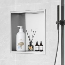 VEVOR 13"x13" No Tile Shower Niche 304 Stainless Steel, Wall-Inserted Niche Recessed Double Shelves, Sealed Waterproof Rust-Resistant Modern Niche for Shower Bathroom Soap Storage, Silver