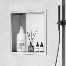 VEVOR 33.02 x 33.02 cm No Tile Shower Niche 304 Stainless Steel, Wall-Inserted Niche Recessed Double Shelves, Sealed Waterproof Rust-Resistant Modern Niche for Shower Bathroom Soap Storage, Silver