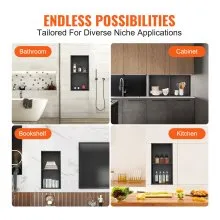 VEVOR 33.02 x 63.5 cm No Tile Shower Niche 304 Stainless Steel, Wall-Inserted Niche Recessed Double Shelves, Sealed Waterproof Rust-Resistant Modern Niche for Shower or Soap Storage Bathroom