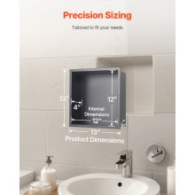 Shower Niche 13 x 13 x 4 inch Recessed Wall Shelf Stainless Steel Black