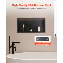 Shower Niche 13”x25”x4"Recessed Shelf With LED Strip Stainless Steel