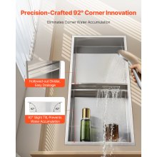 Shower Niche 13 x 25 x 4 inch Recessed Wall Shelf Stainless Steel Silver
