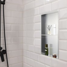 Shower Niche 13 x 25 x 4 inch Recessed Wall Shelf Stainless Steel Silver
