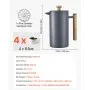 VEVOR French Press Coffee Maker, 1 Liter Stainless Steel Coffee Press Tea Maker with Filter, Large Double Wall Insulated French Presses Cold Brew for Camping Travel Home Kitchen, Black